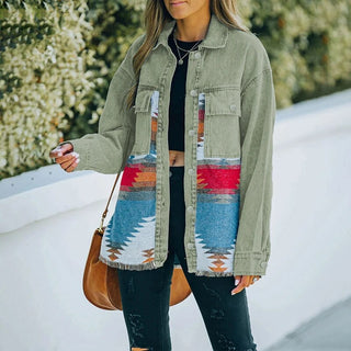 Retro Denim Jacket Long Sleeved / women's Vintage Jacket