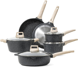 Kitchen Cookware Sets, 10 Pcs Granite Nonstick Cooking Set Pots and Pans