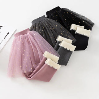 TOUPET skirt velvet fleece / children winter leggings dress for baby 3-8y