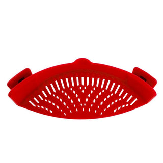Universal Silicone Clip-on Pan Strainer Food Kitchen Utensil Khol&Kem's Red 